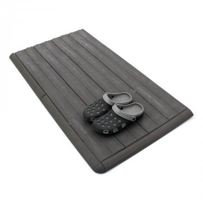 Hnědý plastový nájezd "samec" pro terasové dlaždice Linea Woodenlike - 58 x 5,6 x 2,5 cm