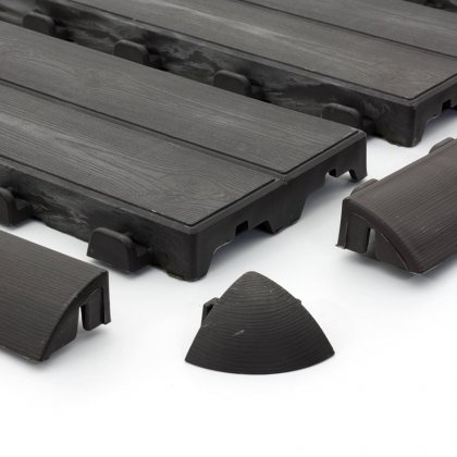 Hnědý plastový nájezd "samec" pro terasové dlaždice Linea Woodenlike - 58 x 4,5 x 2,5 cm