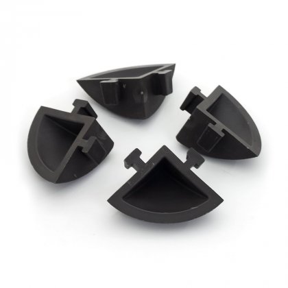 Hnědý plastový rohový nájezd pro terasové dlaždice Linea Woodenlike - 5,4 x 5,4 x 2,5 cm