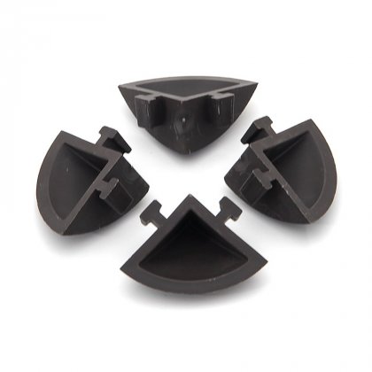 Černý plastový rohový nájezd pro terasové dlaždice Linea Striped - 5,4 x 5,4 x 2,5 cm - 4 ks