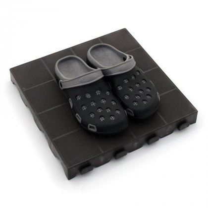 Tmavě hnědá plastová terasová dlaždice Linea Combi - 40 x 40 x 4,8 cm