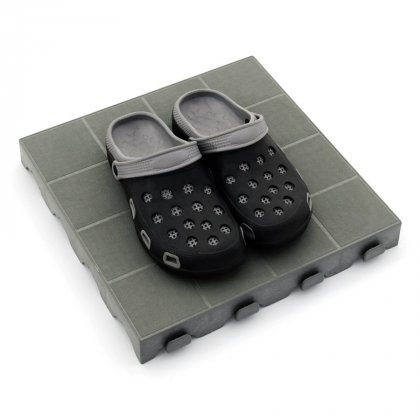 Šedá hnědá plastová terasová dlaždice Linea Combi - 40 x 40 x 4,8 cm