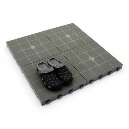 Šedá hnědá plastová terasová dlaždice Linea Combi - 40 x 40 x 4,8 cm