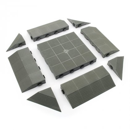 Šedá hnědá plastová terasová dlaždice Linea Combi - 40 x 40 x 4,8 cm