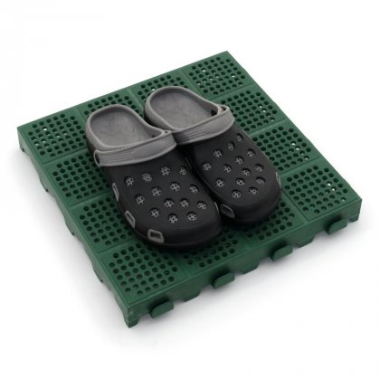 Zelená plastová děrovaná terasová dlaždice Linea Combi - 40 x 40 x 4,8 cm