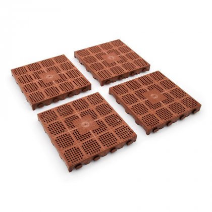 Hnědá plastová děrovaná terasová dlaždice Linea Combi - 40 x 40 x 4,8 cm