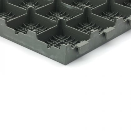 Šedá hnědá děrovaná plastová terasová dlaždice Linea Combi - 40 x 40 x 4,8 cm