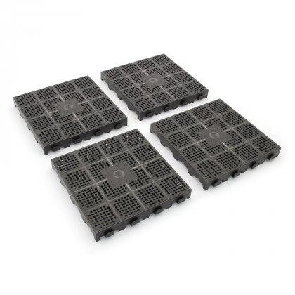 Tmavě hnědá plastová děrovaná terasová dlaždice Linea Combi - 40 x 40 x 4,8 cm