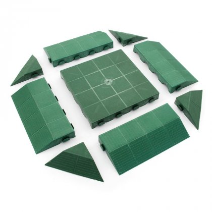 Zelený plastový rohový nájezd pro terasové dlaždice Linea Combi - 4,8 cm - 4 ks