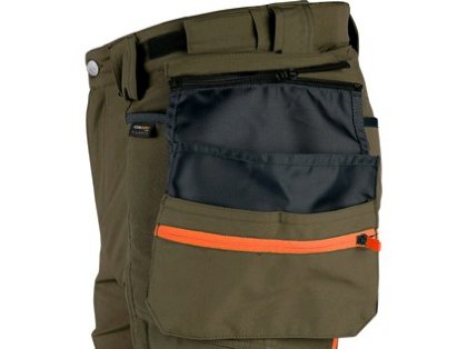 Kalhoty CXS NAOS pánské, zeleno-zelené, HV oranžové doplňky, vel. 50