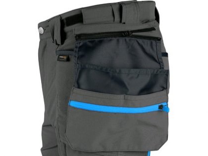 Kalhoty CXS NAOS pánské, šedo-černé, HV modré doplňky, vel. 46