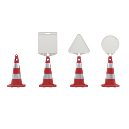 Oranžový plastový (PE) dopravní kužel s podstavcem FLOMA CE51 - 4,35 kg - 38 x 75 cm