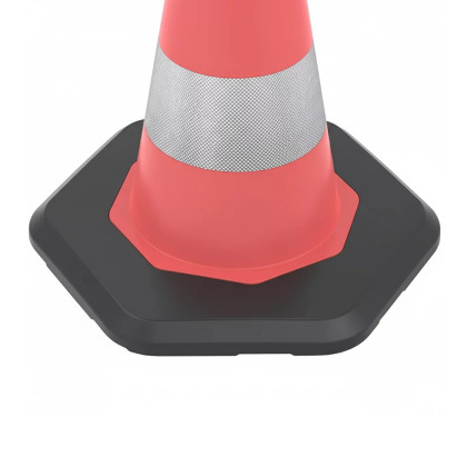 Oranžový plastový (PE) dopravní kužel s podstavcem FLOMA CE51 - 4,35 kg - 38 x 75 cm