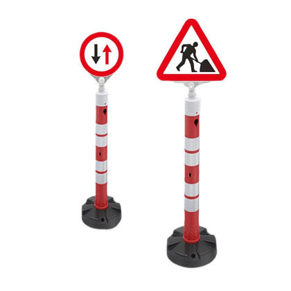 Červeno-bílý plastový (PPC) dopravní výstražný sloupek FLOMA WP24 - 11 x 120 cm