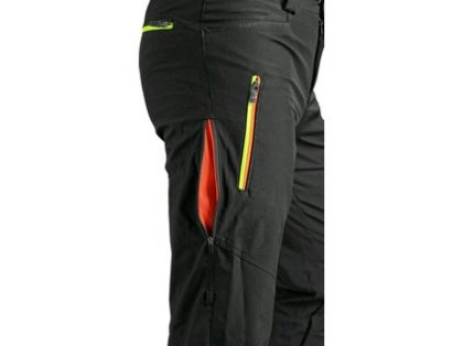 Kalhoty CXS AKRON, softshell, černé s HV žluto/oranžovými doplňky, vel. 56