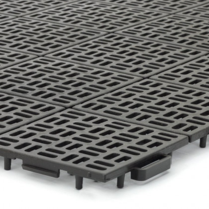 Hnědá plastová děrovaná terasová dlaždice Linea Marte - 56,3 x 56,3 x 1,3 cm