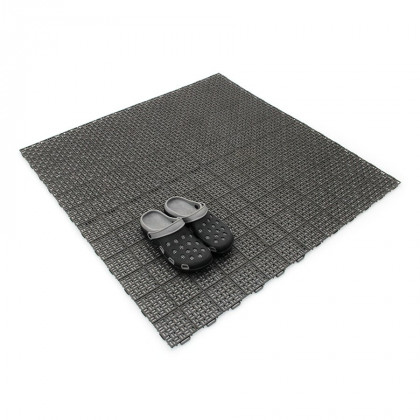 Hnědá plastová děrovaná terasová dlaždice Linea Marte - 56,3 x 56,3 x 1,3 cm