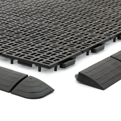 Hnědá plastová děrovaná terasová dlaždice Linea Marte - 56,3 x 56,3 x 1,3 cm