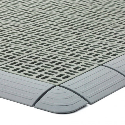 Šedá plastová děrovaná terasová dlaždice Linea Marte - 56,3 x 56,3 x 1,3 cm