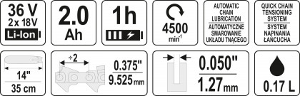 Řetězová pila 14'' 36V=2 X 18V SET