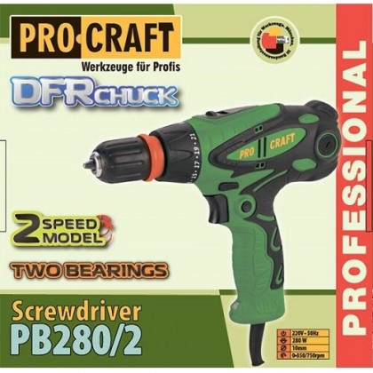 PROCRAFT PB280/2 Kombinovaná elektrická vrtačka/šroubovák 220V