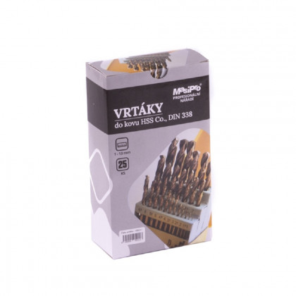 Vrtáky HSS do kovu 1-13 mm/sada 25 ks Co 5%