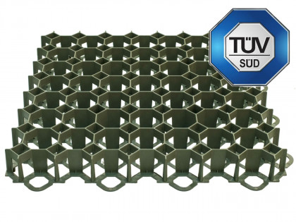 Zelená plastová zatravňovací dlažba STELLA GREEN - délka 50 cm, šířka 50 cm a výška 4 cm