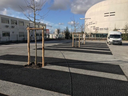 Zelená plastová zatravňovací dlažba STELLA GREEN - délka 50 cm, šířka 50 cm a výška 4 cm