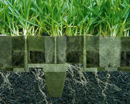 Černá plastová zatravňovací dlažba STELLA GREEN - délka 50 cm, šířka 50 cm a výška 4 cm