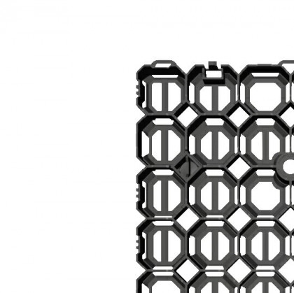 Černá plastová zatravňovací dlažba STELLA PADD - délka 57 cm, šířka 38 cm a výška 4 cm