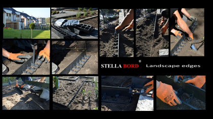 Černý plastový skrytý zahradní obrubník STELLA BORD - délka 100 cm, šířka 8 cm a výška 4,5 cm