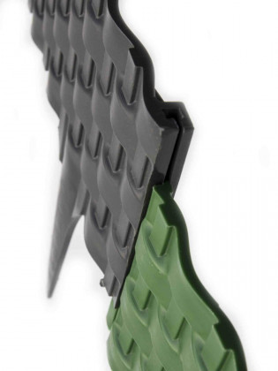 Zelený plastový palisádový zahradní obrubník Ratan - délka 80 cm a výška 8 cm