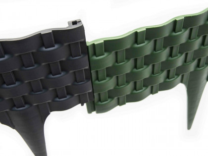 Šedý plastový palisádový zahradní obrubník Ratan - délka 80 cm a výška 8 cm