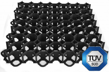 Černá plastová zatravňovací dlažba STELLA GREEN - délka 50 cm, šířka 50 cm a výška 5 cm