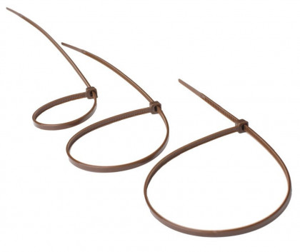 Hnědá plastová stahovací páska - délka 20 cm a šířka 0,25 cm - 100 ks