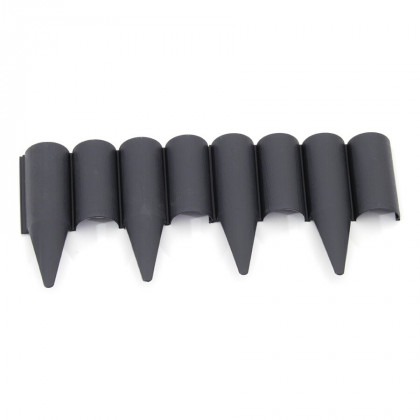 Šedý plastový palisádový zahradní obrubník Wood - délka 25 cm a výška 12,5 cm