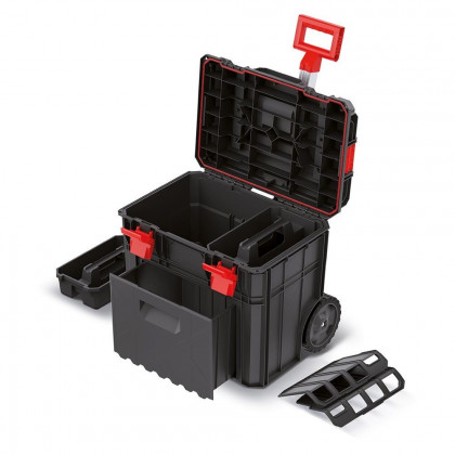 Kufr na nářadí s transp. kolečky X BLOCK PRO černý 546x380x510