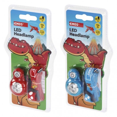 Dětská LED čelovka Dino, 2× CR2032, 8 ks