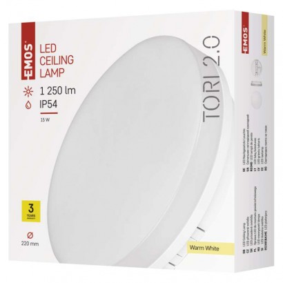 LED přisazené svítidlo, kruhové bílé 15W teplá b., IP54