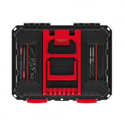 Modulární kufr na nářadí s transp. kolečky HEAVY černý 450x360x640