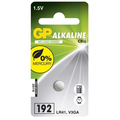 Alkalická knoflíková baterie GP LR41 (192F), blistr