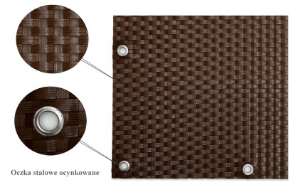 Plastová ratanová stínící rohož "umělý ratan" s oky (tmavý ořech) - délka 300 cm a výška 90 cm