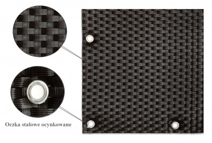 Hnědá plastová ratanová stínící rohož "umělý ratan" s oky - délka 300 cm a výška 90 cm