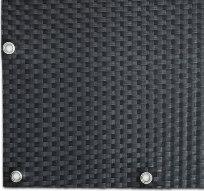 Šedá plastová ratanová stínící rohož "umělý ratan" s oky - délka 300 cm a výška 90 cm