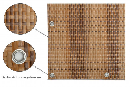 Béžovo-hnědá plastová ratanová stínící rohož "umělý ratan" s oky - délka 300 cm a výška 90 cm