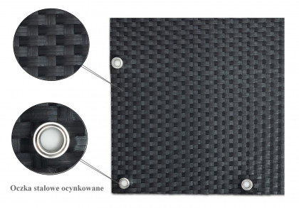 Šedá plastová ratanová stínící rohož "umělý ratan" s oky - délka 500 cm a výška 90 cm