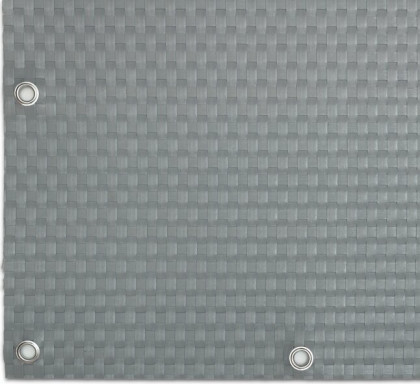 Světle šedá plastová ratanová stínící rohož "umělý ratan" s oky - délka 500 cm a výška 90 cm