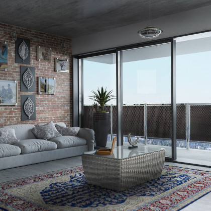 Hnědá plastová ratanová stínící rohož "umělý ratan" s oky - délka 500 cm a výška 75 cm