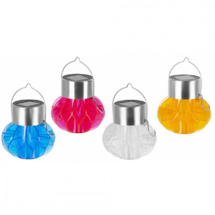 Lampa solárna, 4 farby, nerez, 09x36 cm, 12 ks, DisplayBox