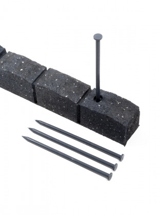 Šedý gumový zahradní obrubník FLOMA Stone - 120 x 7 x 8 cm